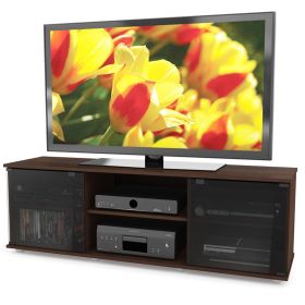 Contemporary Brown TV Stand with Glass Doors - Fits TV's up to 64-inch Contemporary Brown TV Stand with Glass Doors - Fits TV's up to 64-inch