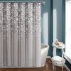 72-inch Grey White Floral Vines and Flowers Shower Curtain