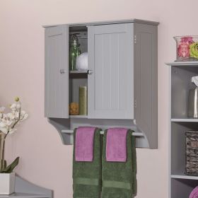 Gray 2-Door Bathroom Wall Cabinet with Towel Bar Gray 2-Door Bathroom Wall Cabinet with Towel Bar