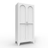 61'' 2 Shapely Doors Cabinet, Metal Storage Cabinet with Doors and Adjustable Shelves, for Bedroom, Living Room(White)