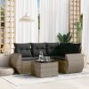 Garden Sofa Set Grey PE rattan 5 Piece Set Modular