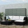 Garden Sofa Black, Cream White PE Rattan Medium Garden Sofa