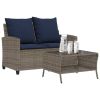 Garden Sofa Grey PE rattan, powder-coated steel, tempered glass
