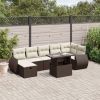 Garden Sofa Set Brown, Cream white PE rattan Large