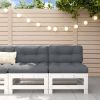 Garden Middle Sofa White Solid pine wood, Plywood Medium Modular