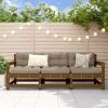 Garden Lounge Set Honey brown Solid pine wood, Plywood Medium