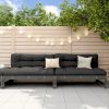 Garden Middle Sofa Grey Solid Pine Wood Medium Modular