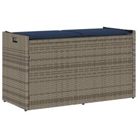 Outdoor Storage Bench Gray PE rattan Medium Outdoor Storage Bench
