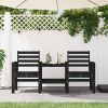 Garden Bench Black Solid pine wood Large Seats Many