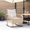 Garden Rocking Chair Beige Poly Rattan Standard Removable Covers