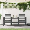 Garden Bench Grey Solid pine wood 2-seater Seats Many