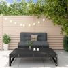 Garden Lounge Set Black Solid pine wood 47.2 in x 33.1 in x 27.6 in