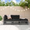 Garden Lounge Set Grey Solid pine wood, Plywood Medium Modular