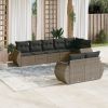 Garden Sofa Set Grey PE rattan Large Adjustable Feet
