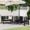 Garden Lounge Set Black Solid pine wood Medium Durable