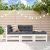 Garden Lounge Set White Solid pine wood Medium Modular