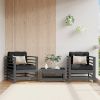 Garden Chair Grey Solid pine wood, Plywood Medium Modular