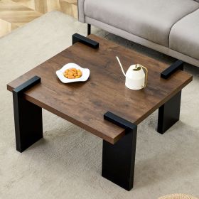 Walnut-colored MDF coffee table, suitable for modern minimalist living rooms and leisure areas, with product dimensions of 31.5*31.5*16.6inches.