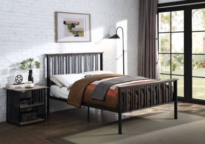 Zudora Antique Oak & Black Finish Full Bed