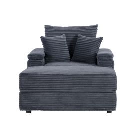 Spring upholstered armchair and Ottoman set - comfortable single sofa with cup holder , corduroy fabric and storage