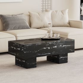 Modern Simple Black Marble Texture MDF Coffee Table - 43.3"x21.6"x17.2" Practical Model.Making it an ideal addition to any living room or apartment.