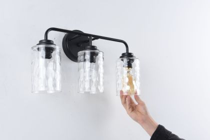 3-Light with Clear Glass Glacier Shade, Unique Hand-make Lampshade, Industrial Indoor Light Fixture for Bathroom Living Room Bedroom Over Kitchen Sink