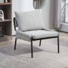 Modern Accent Lounge Chair with Braided Upholstery and Metal Frame, Comfortable Armchair for Living Room or Bedroom, Soft Cushioned Seat and Backrest