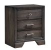 1pc Contemporary Style 3 Storage Drawers Nightstand End Table Bedroom Solid Wood Wooden Furniture Dark Wood Finish