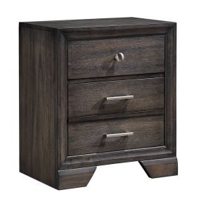 1pc Contemporary Style 3 Storage Drawers Nightstand End Table Bedroom Solid Wood Wooden Furniture Dark Wood Finish