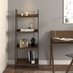Mixed Material 4-Shelf Bookcase; Walnut