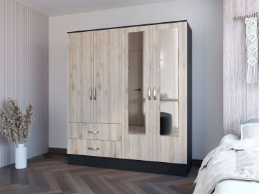Armoire Ron, Bedroom, Black / Light Gray