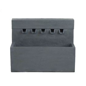 11.8x30.7x23.6" Decorative Gray Fountain with Rectangle Design, with Light and Pump, for Indoor and Outdoor