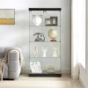 4-Tier Glass Display Cabinet, Double Door Glass Cabinet, Four Partitions, Two Locks, Floor Standing Storage Cabinet for Living Room, Bedroom