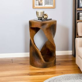Twist Shape Concrete Side Table,Unique Modern End Table for Home Decor