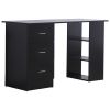 HOMCOM 47" Modern Home Office Computer Workstation Desk with 3-Tier Shelves 3 Storage Drawers - Black