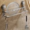 Brand-new suction cup double-bar towel rack, bathroom hanging towel rack, non-perforated storage rack, towel hanging bar
