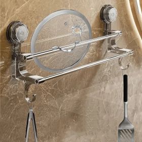Brand-new suction cup double-bar towel rack, bathroom hanging towel rack, non-perforated storage rack, towel hanging bar