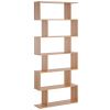 HOMCOM 75.5" H 6-Tier Oak Wooden Bookcase, Storage Display Shelf, Room Divider Freestanding