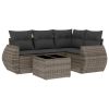 Garden Sofa Set Grey PE rattan 5 Piece Set Modular