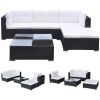 Garden Sofa Black, Cream White PE Rattan Medium Garden Sofa