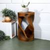 Twist Shape Concrete Side Table,Unique Modern End Table for Home Decor
