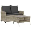 Garden Sofa Light grey PE rattan Medium Removable Covers