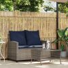 Garden Sofa Grey PE rattan, powder-coated steel, tempered glass