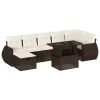 Garden Sofa Set Brown, Cream white PE rattan Large
