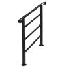 Matte Black Adjustable Handrail for 1 to 3 Steps Outdoor Stair Railing with Scroll Design Heavy Duty Metal Step Hand Rail for Porch Deck Patio Yard Co