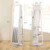 HOMCOM 360° Swivel Jewelry Armoire, Lockable Jewelry Cabinet with Full-Length Mirror, Storage Shelves, White