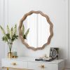 23.62 inches Wood Round Wavy Wall Mirror Round Wall Mirror Scalloped Mirror -Large Decorative Wood Framed Hanging Circle Mirror Modern Farmhouse Decor