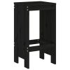 Bar Stool Set of 2 Black Solid Pine Wood Standard Footrest
