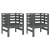 Garden Chair Set of 2 Grey Solid Pine Wood
