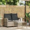 Garden Sofa Light grey PE rattan Medium Removable Covers